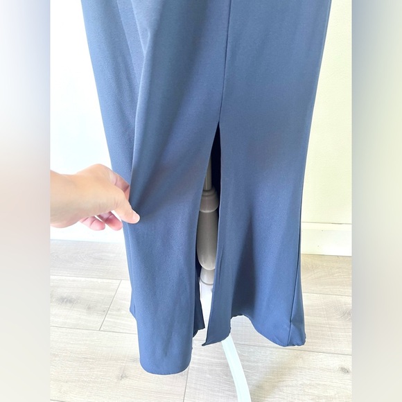 BHLDN Lennox Halter Open-Back Side Slit Stretch Crepe Navy Blue Gown Size 8 - Picture 5 of 12